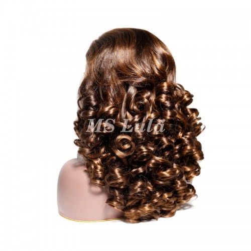 #4/30 Double Drawn Bouncy Curl 13x4 Transparent Lace Full Frontal 300% Density Wig | Human Hair Wig | Lace Front